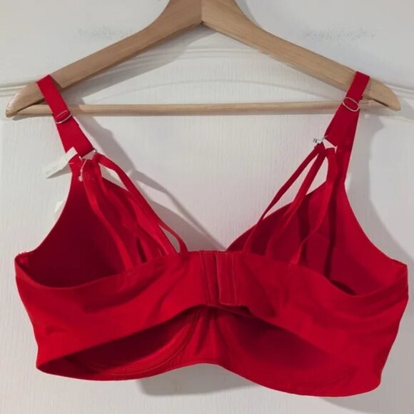 NWT Aerie | Real Sunnie Full Coverage Lightly Lined Strappy Bra In Red (38DD) - Picture 5 of 11